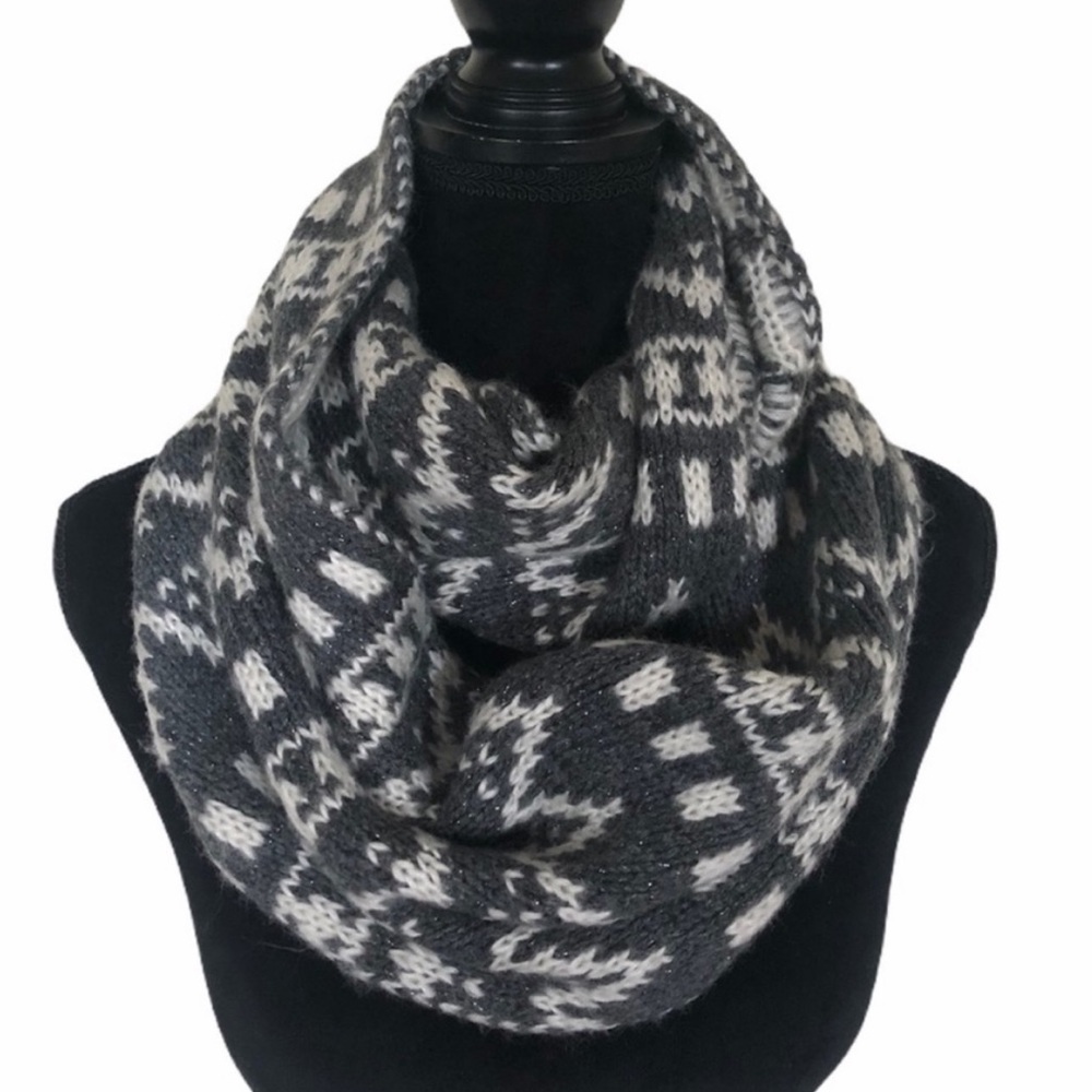 American Eagle NWOT alpaca blend grey & cream warm infinity scarf cold weather